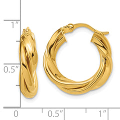 Sterling Silver Gold-tone Polished and Twisted Hoop Earrings