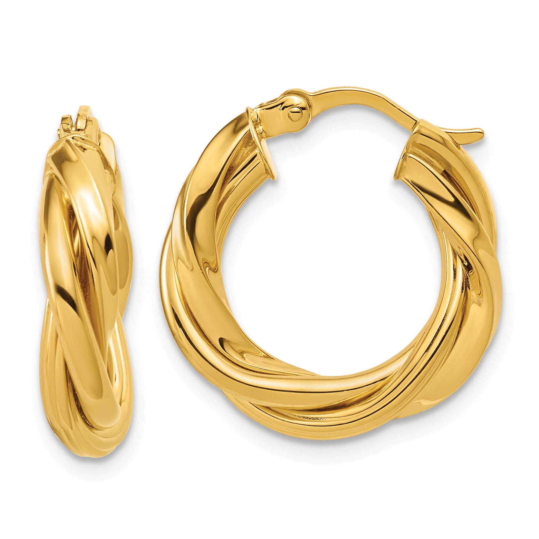 Sterling Silver Gold-tone Polished and Twisted Hoop Earrings Main image
