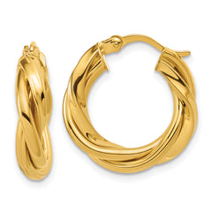 Sterling Silver Gold-tone Polished and Twisted Hoop Earrings