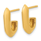 Sterling Silver Gold-tone Polished Knife Edge J-hoop Post Earrings