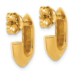 Sterling Silver Gold-tone Polished Knife Edge J-hoop Post Earrings