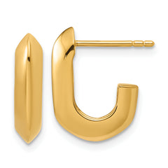 Sterling Silver Gold-tone Polished Knife Edge J-hoop Post Earrings