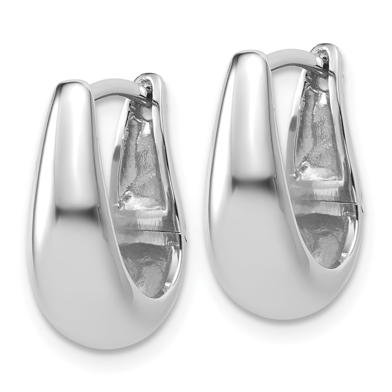 Sterling Silver RH-plated Polished Hinged Oval Hoop Earrings