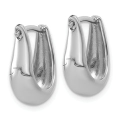 Sterling Silver RH-plated Polished Hinged Oval Hoop Earrings