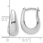 Sterling Silver RH-plated Polished Hinged Oval Hoop Earrings