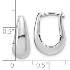 Sterling Silver RH-plated Polished Hinged Oval Hoop Earrings