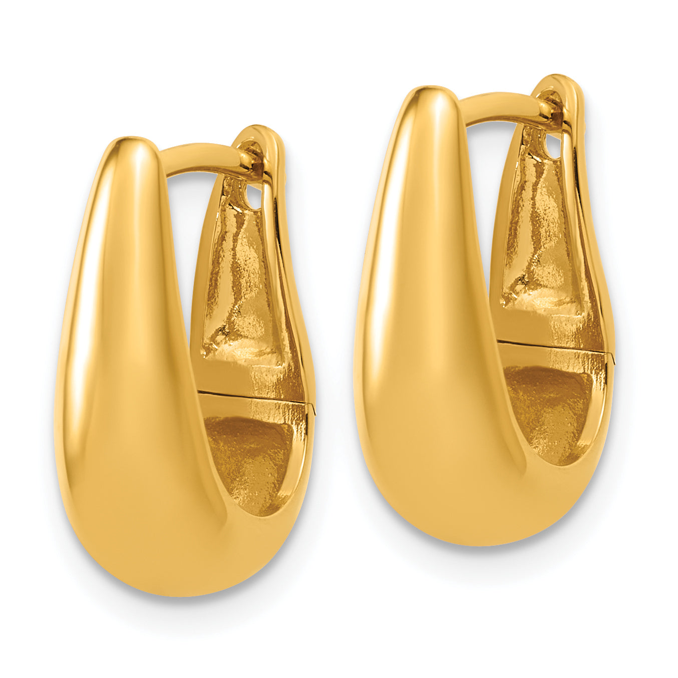 Sterling Silver Gold-tone Polished Hinged Oval Hoop Earrings