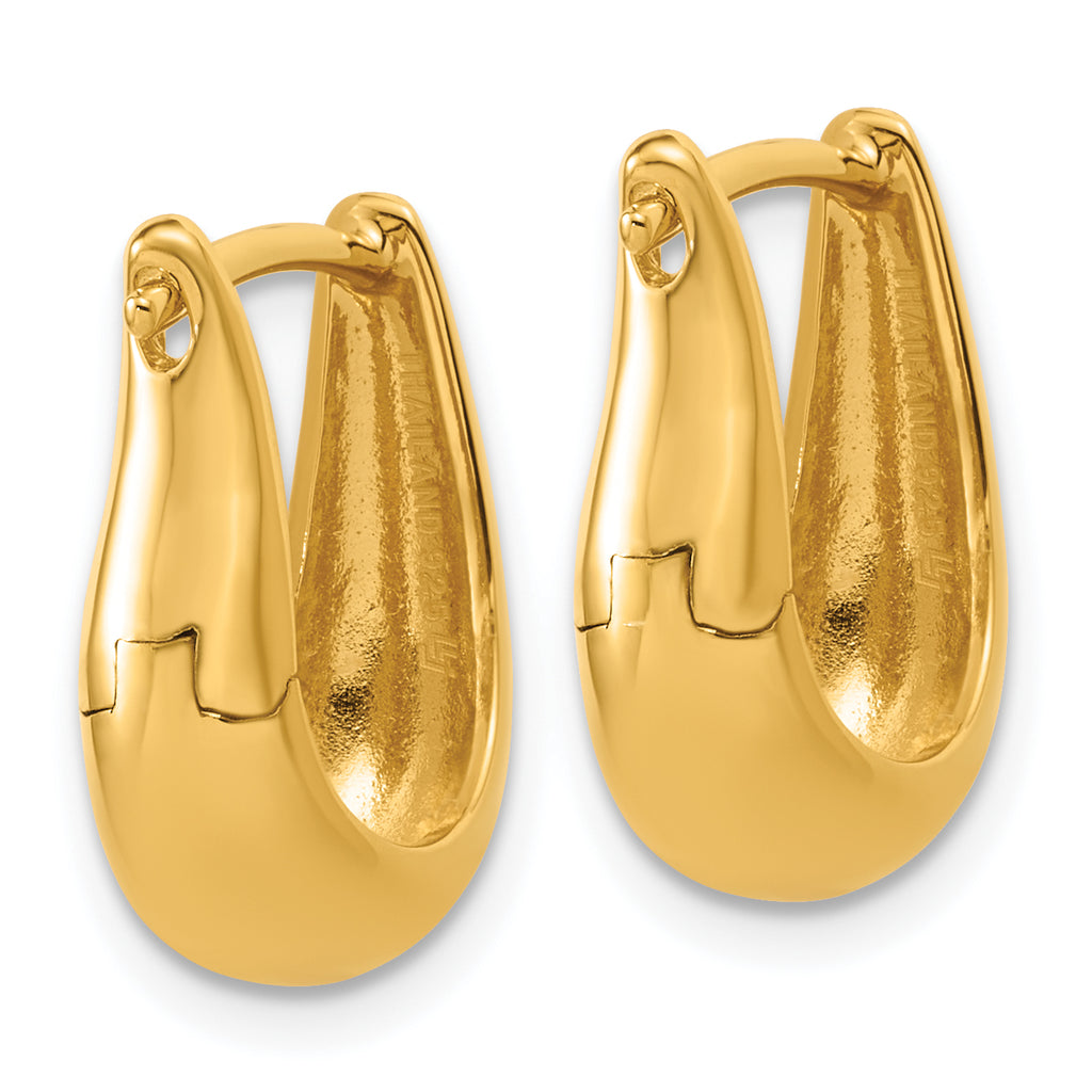 Sterling Silver Gold-tone Polished Hinged Oval Hoop Earrings