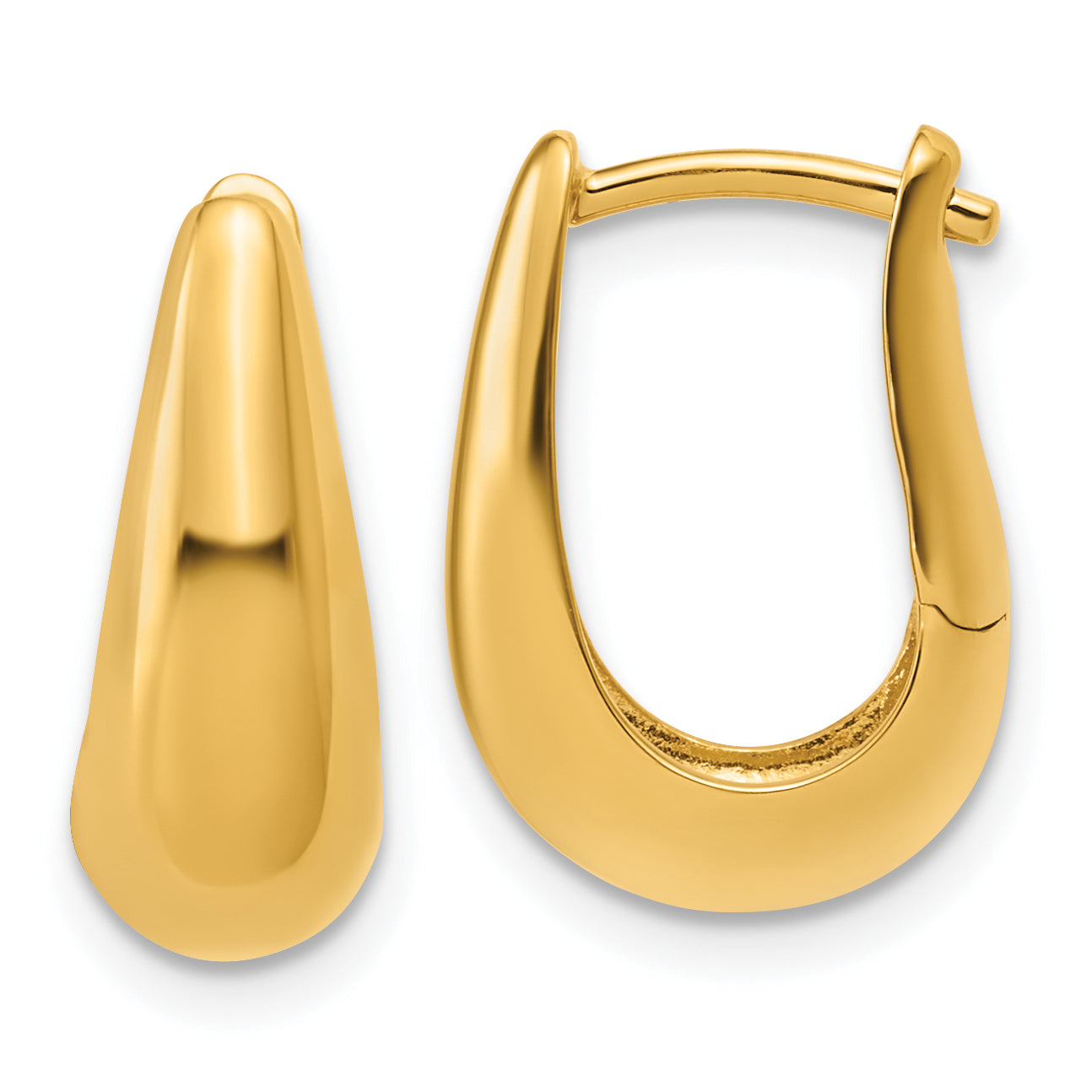 Sterling Silver Gold-tone Polished Hinged Oval Hoop Earrings Main image