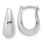 Sterling Silver RH-plated Polished Hinged Oval Hoop Earrings