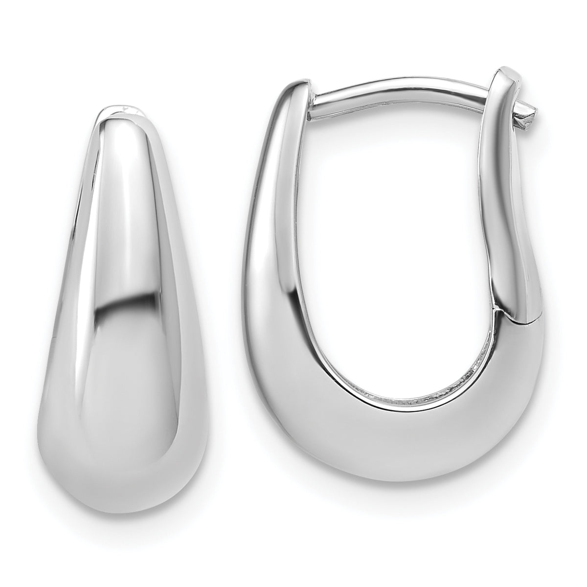 Sterling Silver RH-plated Polished Hinged Oval Hoop Earrings
