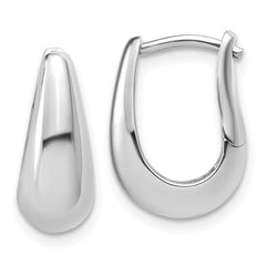 Sterling Silver RH-plated Polished Hinged Oval Hoop Earrings