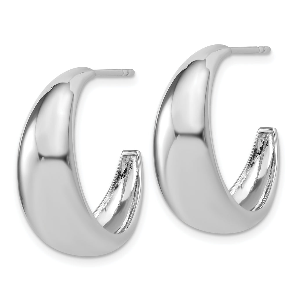 Sterling Silver RH-plated Polished Graduated J-hoop Post Earrings