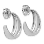 Sterling Silver RH-plated Polished Graduated J-hoop Post Earrings