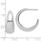 Sterling Silver RH-plated Polished Graduated J-hoop Post Earrings