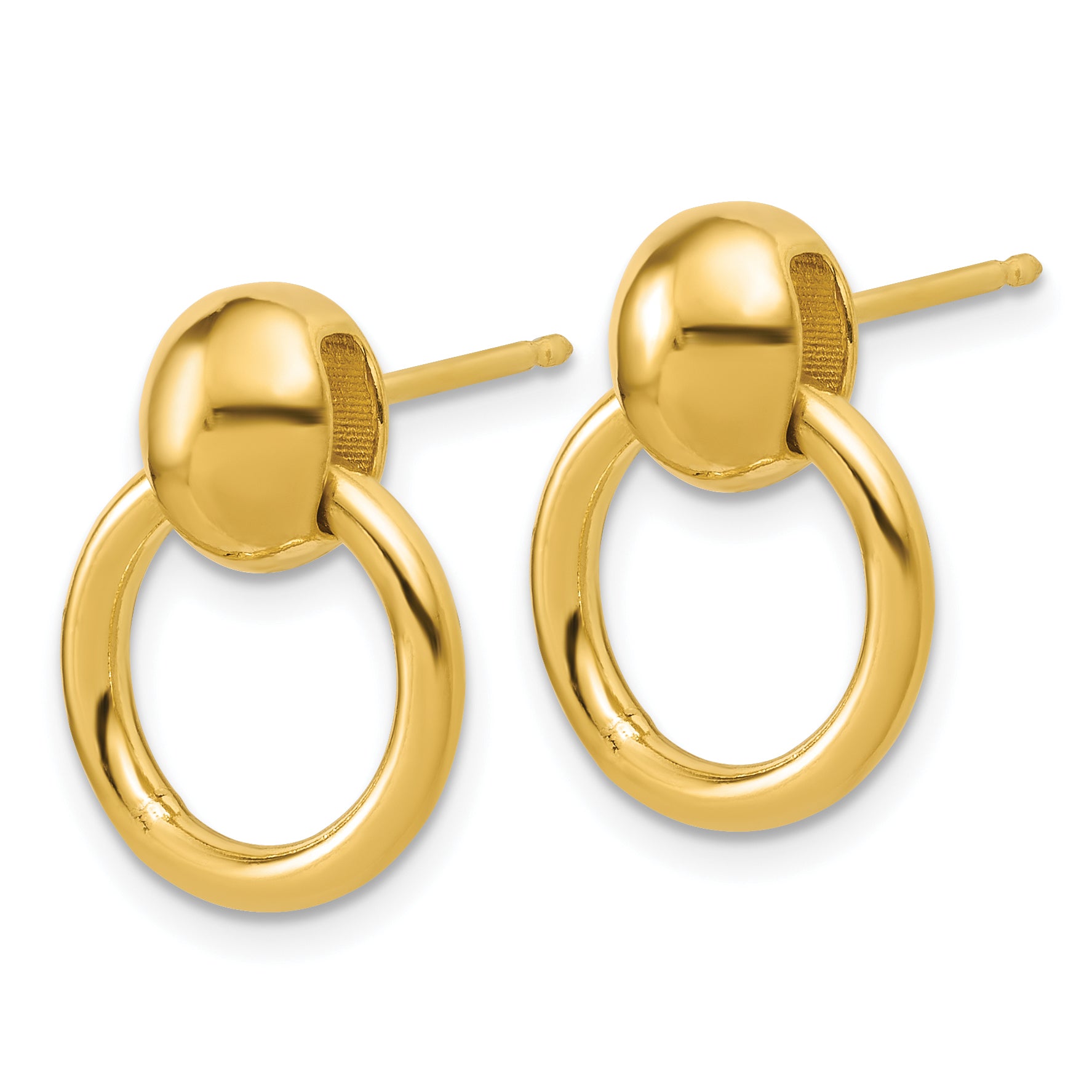 Sterling Silver Gold-plated Polished Circle Dangle Post Earrings