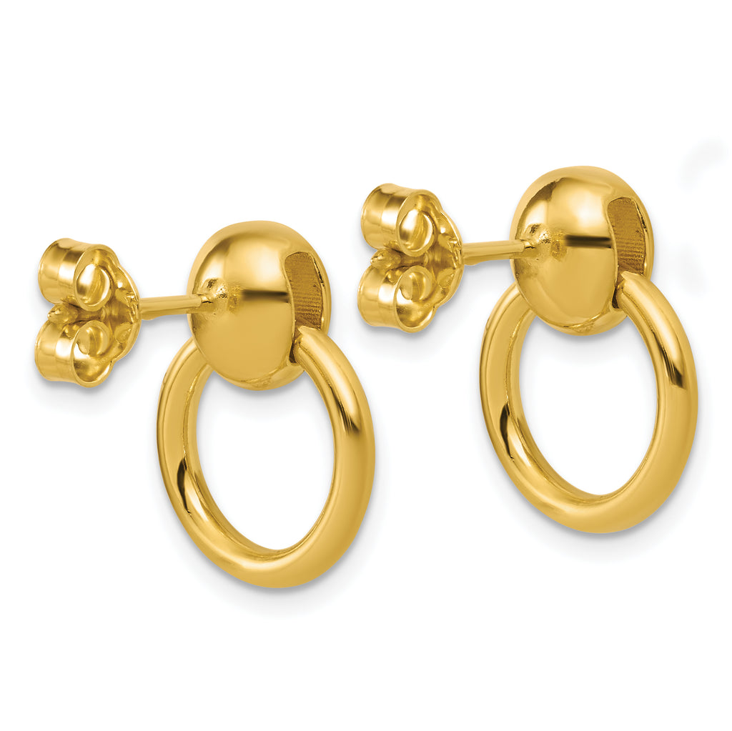Sterling Silver Gold-plated Polished Circle Dangle Post Earrings