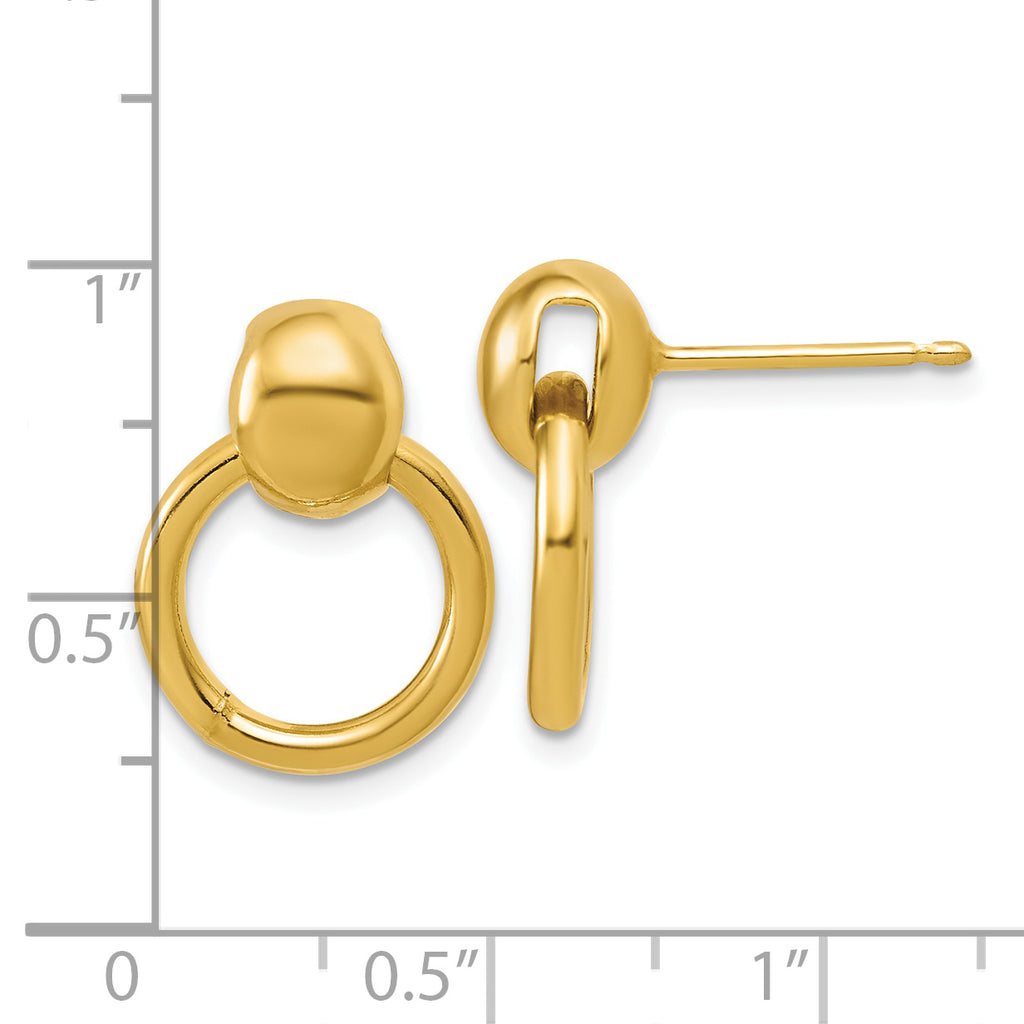 Sterling Silver Gold-plated Polished Circle Dangle Post Earrings