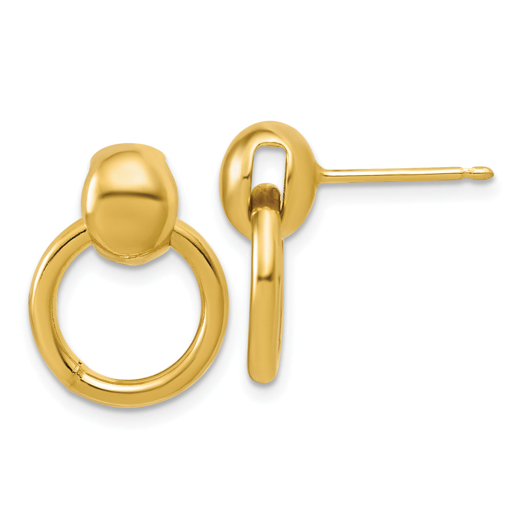 Sterling Silver Gold-plated Polished Circle Dangle Post Earrings