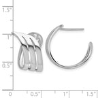 Sterling Silver RH-plated Polished Fancy J-Hoop Post Earrings