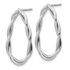 Sterling Silver RH-plated Polished Twisted Teardrop Drop Post Earr