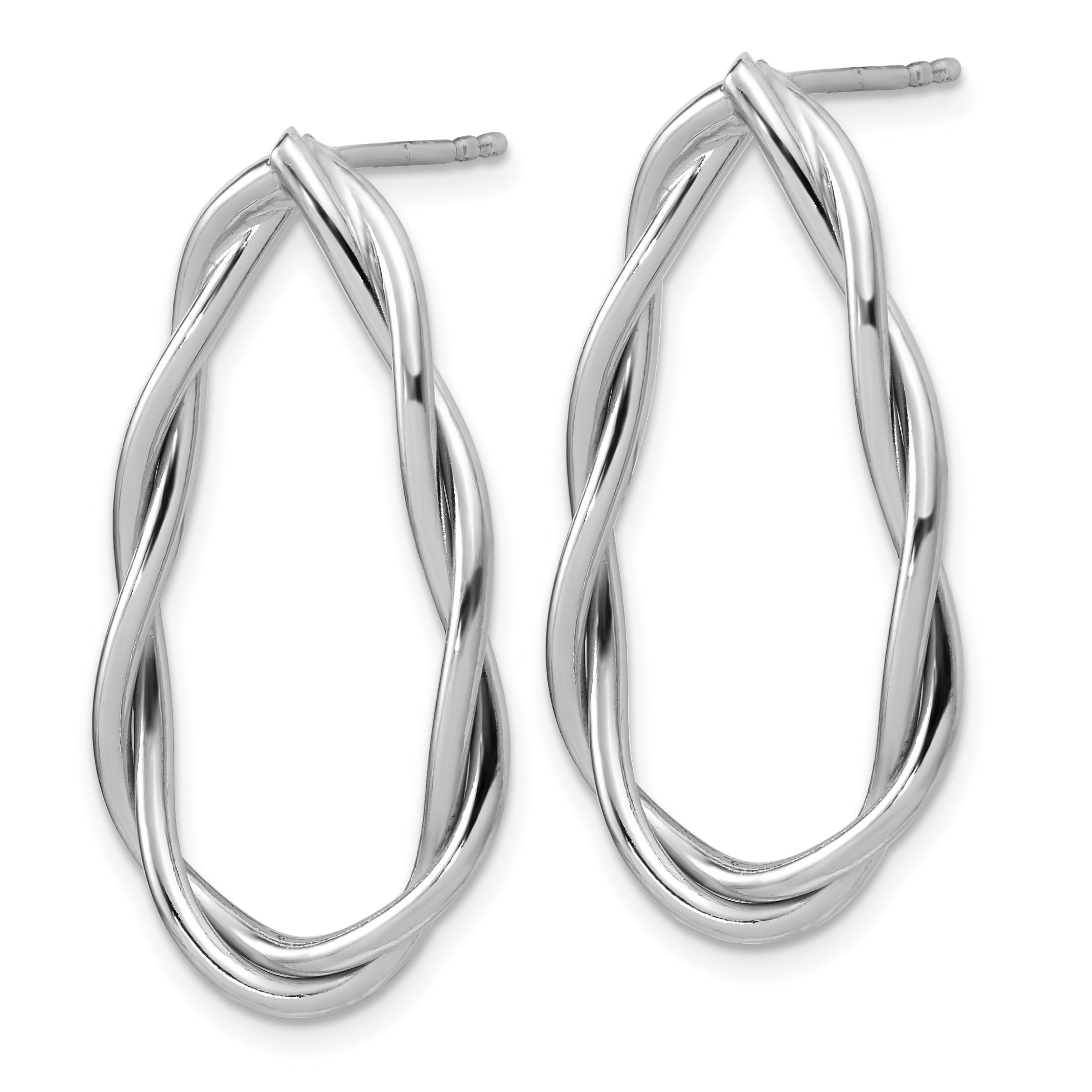 Sterling Silver RH-plated Polished Twisted Teardrop Drop Post Earr