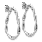 Sterling Silver RH-plated Polished Twisted Teardrop Drop Post Earr