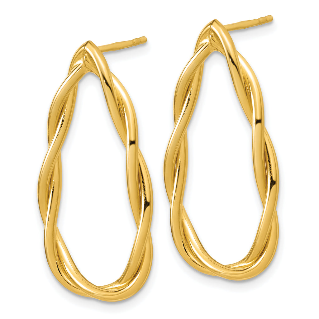 Sterling Silver Gold-plated Polished Twisted Teardrop Drop Post Ea
