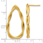 Sterling Silver Gold-plated Polished Twisted Teardrop Drop Post Ea