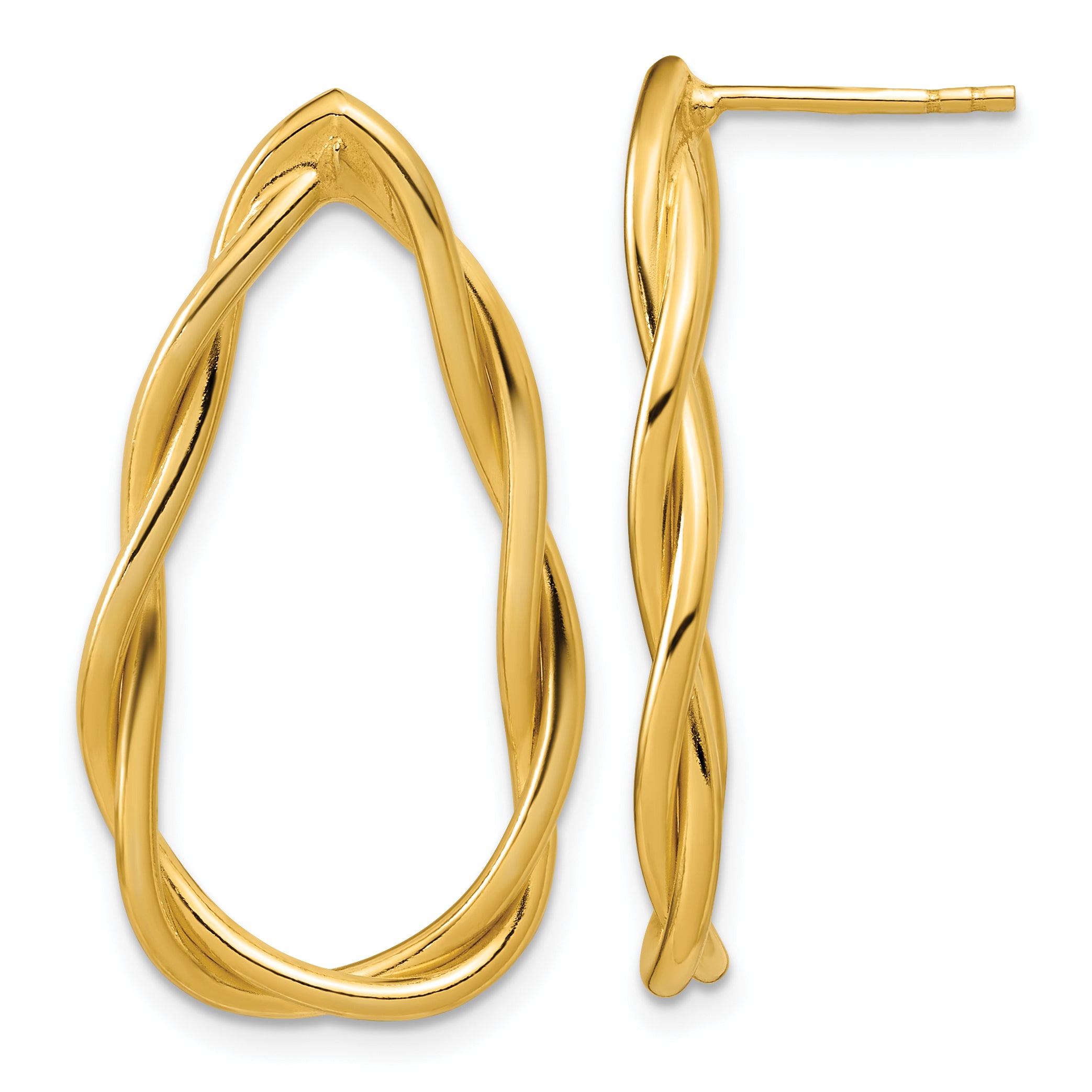 Sterling Silver Gold-plated Polished Twisted Teardrop Drop Post Ea Main image