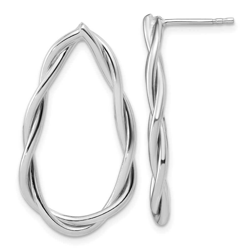 Sterling Silver RH-plated Polished Twisted Teardrop Drop Post Earr