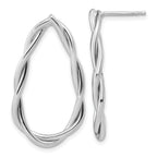 Sterling Silver RH-plated Polished Twisted Teardrop Drop Post Earr