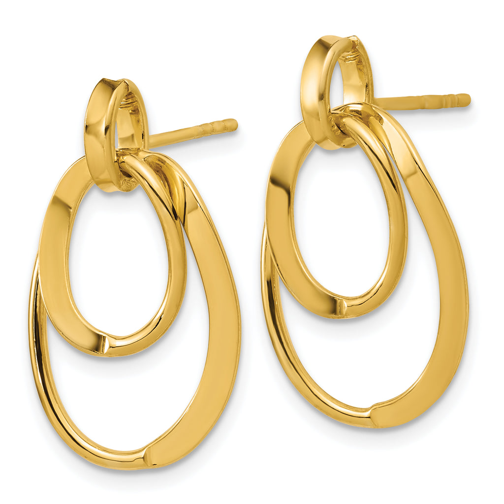 Sterling Silver Gold-plated Polished Fancy Oval Dangle Earrings