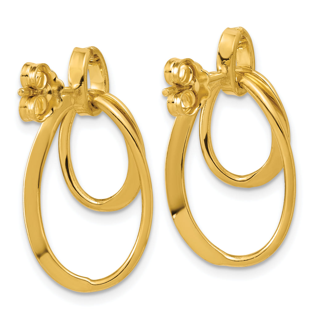 Sterling Silver Gold-plated Polished Fancy Oval Dangle Earrings