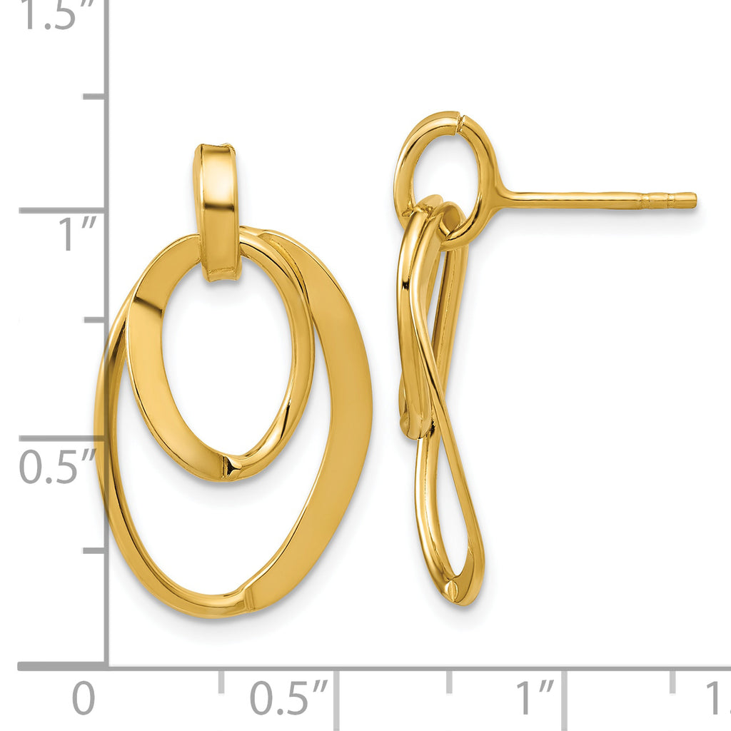 Sterling Silver Gold-plated Polished Fancy Oval Dangle Earrings