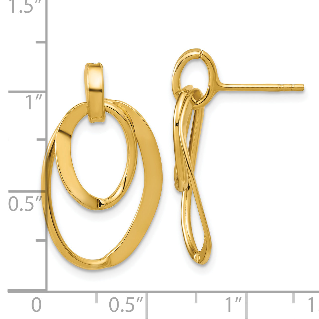Sterling Silver Gold-plated Polished Fancy Oval Dangle Earrings