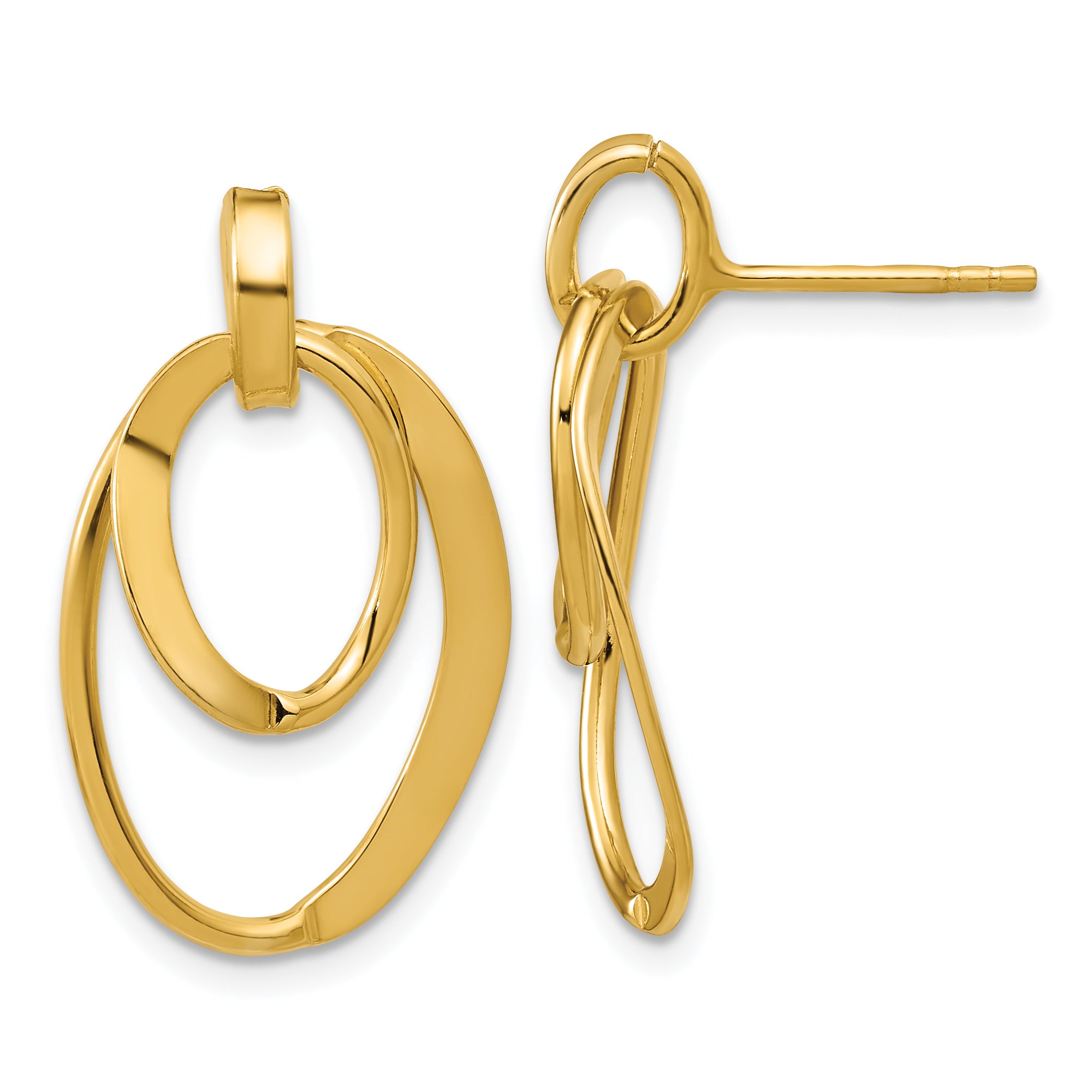 Sterling Silver Gold-plated Polished Fancy Oval Dangle Earrings