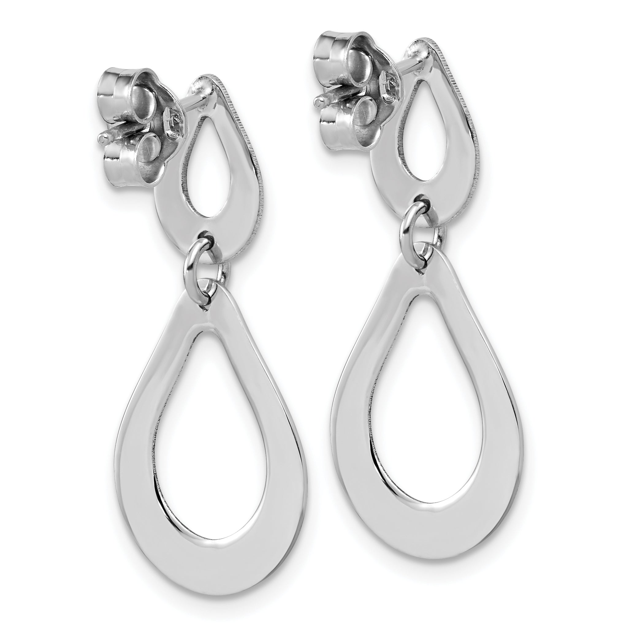 Sterling Silver RH-plated Polished Teardrop Dangle Post Earrings