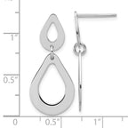 Sterling Silver RH-plated Polished Teardrop Dangle Post Earrings
