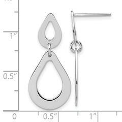 Sterling Silver RH-plated Polished Teardrop Dangle Post Earrings