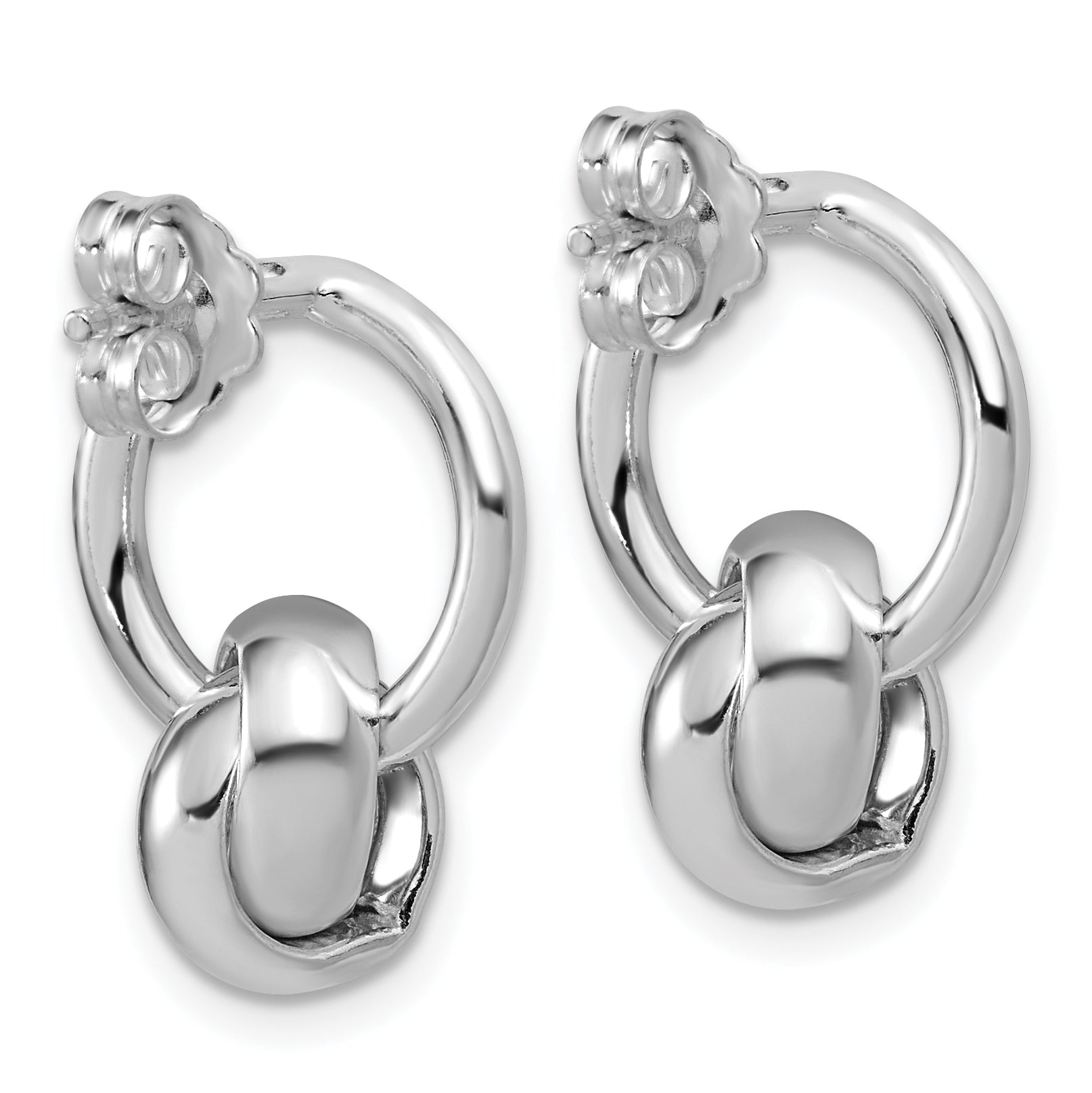 Sterling Silver RH-plated Polished Circle Dangle Post Earrings