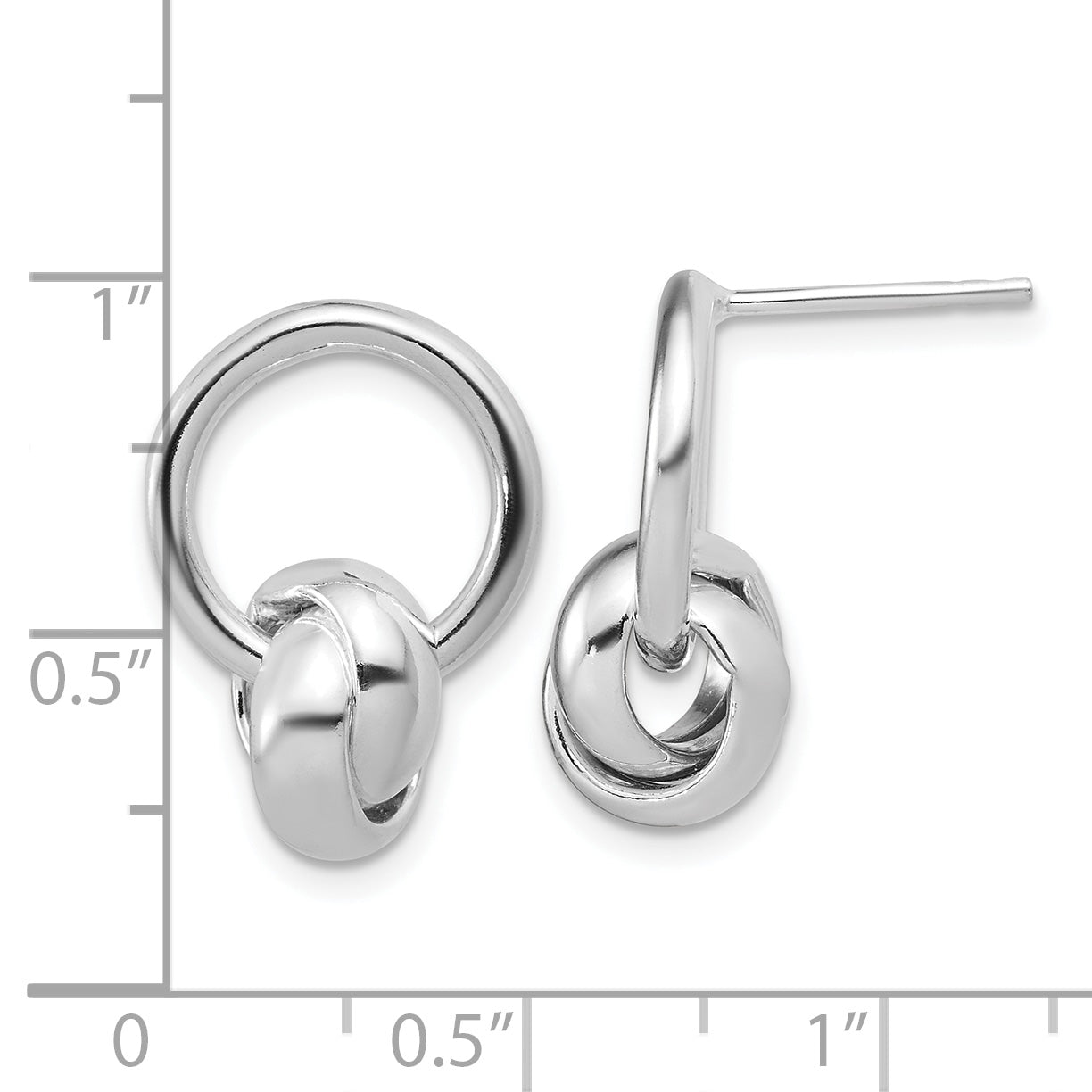 Sterling Silver RH-plated Polished Circle Dangle Post Earrings