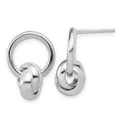 Sterling Silver RH-plated Polished Circle Dangle Post Earrings
