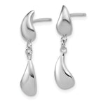 Sterling Silver RH-plated Polished Teardrop Dangle Post Earrings