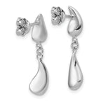 Sterling Silver RH-plated Polished Teardrop Dangle Post Earrings