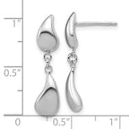 Sterling Silver RH-plated Polished Teardrop Dangle Post Earrings