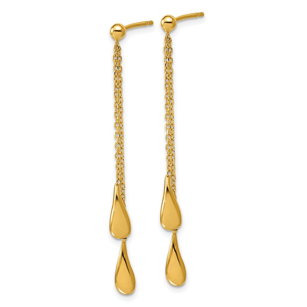 Sterling Silver Gold-tone Polished Teardrop Dangle Post Earrings