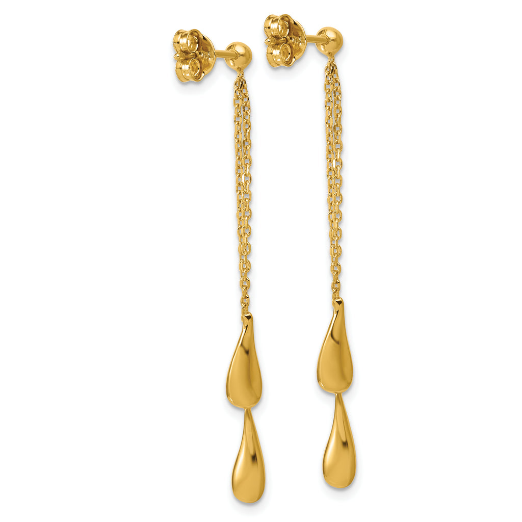 Sterling Silver Gold-tone Polished Teardrop Dangle Post Earrings
