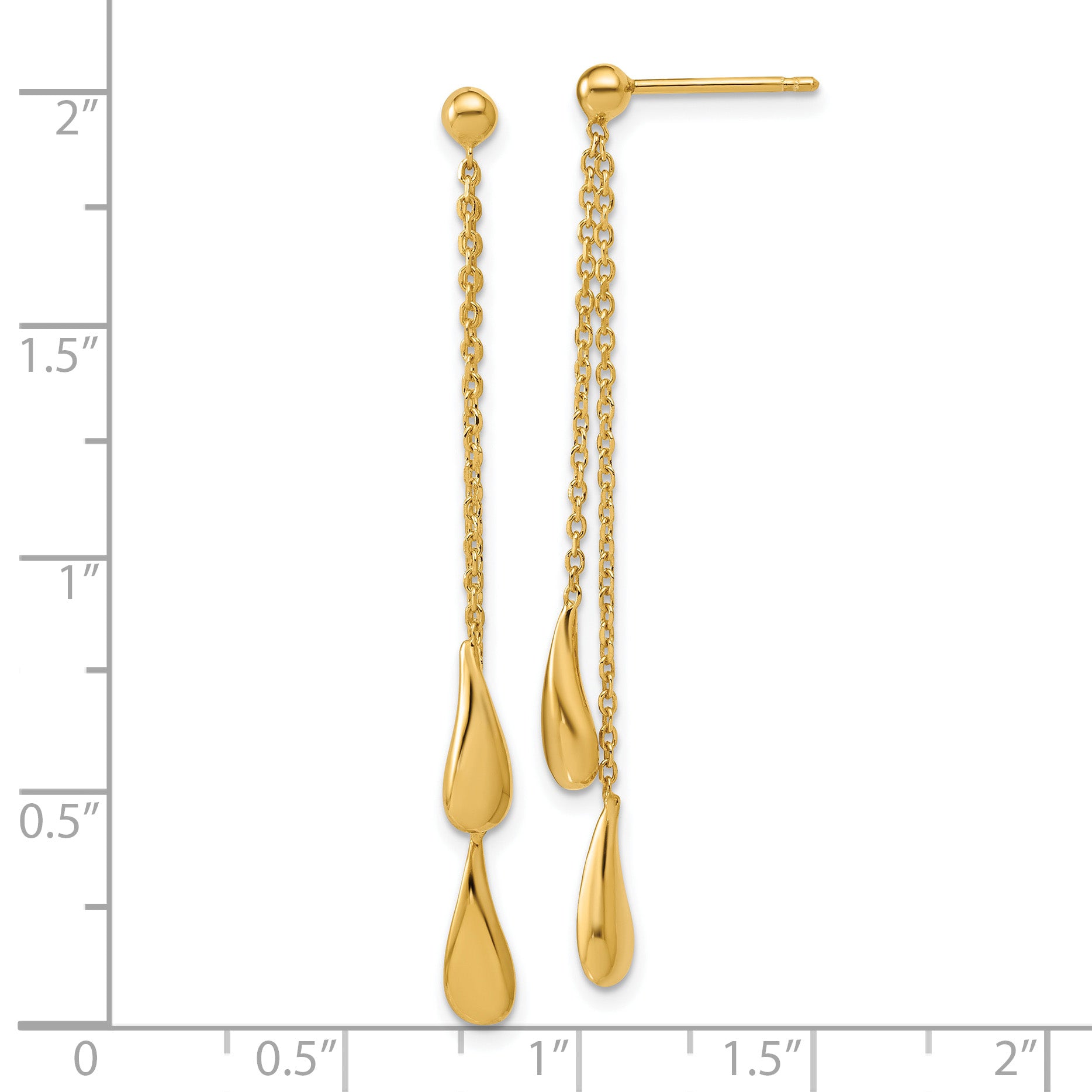Sterling Silver Gold-tone Polished Teardrop Dangle Post Earrings