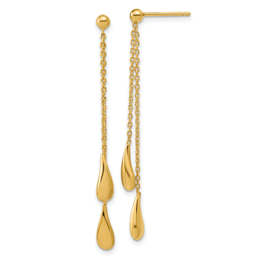 Sterling Silver Gold-tone Polished Teardrop Dangle Post Earrings